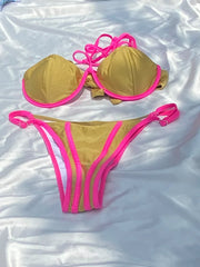 Black Swimwear Sexi Cup Bikinis Patchwork Swimsuit Women 2025 Bathing Suit Brown Bikini Sets Solid Beachwear Cup Biquini Leopard