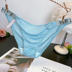 Soft Smooth French Diamond-encrusted Women's Underwear Low Waist Comfortable Cotton Crotch Breathable Triangular Pants High-end