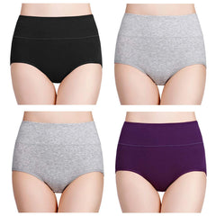 High Waisted Postpartum Underwear Womens Cotton Underwear Soft Breathable Full Coverage Stretch Panties 4pcs/pack