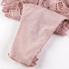 Women Sexy Lace Lingerie Low-waist Panties Embroidery Thong Transparent Hollow out Underwear Female G String