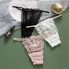 Women's Panties Sexy Lace Hollow Out Underpants Thong Girls Mesh Transparent Underwear Fashion New Dots Female G String