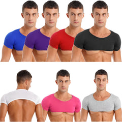 Men Sport Fitness Top Breathable Stretchy Mini Short Crop Top Party Club Dance T-Shirt Casual Solid Color Bodybuilding Tops
