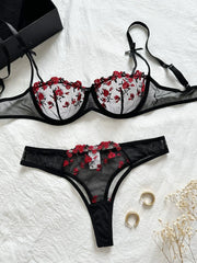 womens lingrie Night Beautiful Sexy Women 2 Piece floral Embroidery Underwear Erotic lingerie underwear Set conjuntos de mujer