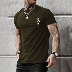 2025 Men's Clothing Fashion Black A Logo Printed T-Shirt Casual Street Short Sleeve Top Lightweight Breathable Fitness T Shirt