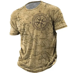 Old-fashioned Men's T-shirts, American Summer Pullovers, Printed Short-sleeved T-shirts