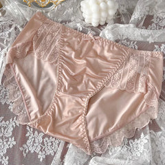 2023 New Underwear for Women Satin Traceless Ice Silk Panties for Lady Breathable Sexy Pure Desire Panties Large Mid Waist M-XXL