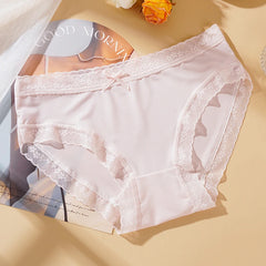 Women Sexy Panties Soild Color Breathable Underwear Lace Bow Lingerie Female Ultra Thin Transparent Briefs New