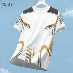 Sports Casual Jersey For Men Dry Fit Shirt Outdoor Running Cycling Short Sleeve Breathable Gym Wear Crew Neck T-Shirt