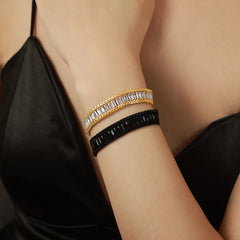 Fashion Wrist Jewelry Accessories Girls Gifts 316L Stainless Steel Sparkling Zircon Chain Bracelet for Women