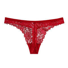 Women Sexy Lace Lingerie Low-waist Panties Embroidery Thong Transparent Hollow out Underwear Female G String