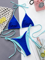 Zebra Print Halter micro Bikini 2025 women Bandeau String Swimsuit Female swimwear Neon Shiny bikini set Leopard Bathing Suit