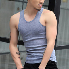 Men's Sleeveless Tank Tops Solid Color Slim Fit Fitness Gym T-Shirt Workout Undershirt Bodybuilding Running Vest