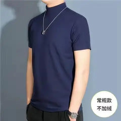 Men's Modal High Neck Short Sleeve T-Shirt Bottoming Shirt Silk Model Golf Wear Luxury Clothing Men's T-Shirt Bottoming Shirt