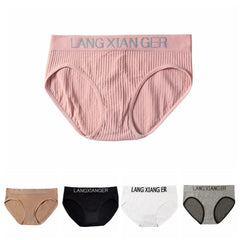 5Pcs Breathable Letter Simple Panties Mid Waist Cotton Crotch Seamless Underwear Briefs Underpants Underwear for Women Lady