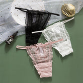 Women's Panties Sexy Lace Hollow Out Underpants Thong Girls Mesh Transparent Underwear Fashion New Dots Female G String