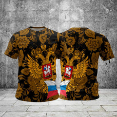 Russia Men's T-shirts Casual Loose Round Neck Russian Flag Short Sleeved Tops Tees Men's Clothing Oversized T-shirt Streetwear