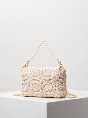 Boho Beach Bags for Women,Pearl Bag,Wicker Bag,Premiun Style Tote Bags for Ladies,Vacaition Outfits Women,Travel Must Haves