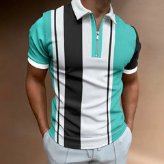 Fashion Striped Pattern Men's Zippers Polos T-Shirts Short Sleeve Street 3D Printed Trend Male POLO Tee 6XL Big Size Casual Tops