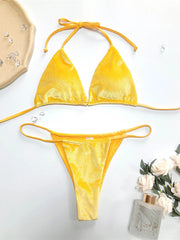 12 Colors Halter High Leg Cut Padded Bikini Women Swimwear Female Swimsuit Two-pieces Bikini set Bather Bathing Suit Swim K5974