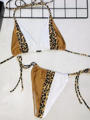 Zebra Print Halter micro Bikini 2025 women Bandeau String Swimsuit Female swimwear Neon Shiny bikini set Leopard Bathing Suit