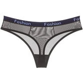 Women's Sexy Underwear Low Waist T Back Thong Seamless Mesh Breathable Transparent Panties Cotton Crotch G-String Sheer Lingerie