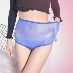 Shiny Sheer Underwear Women Oil High Rise Sexy Briefs Black White Red Blue Purple Skin Gray Brown Pink Panties Underwear