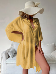 Beach Shirt Women Swimsuit Cover Up Solid Batwing Sleeve Loose Soft Bathing Suits Tunic Kimono Dress Pareo Beachwear