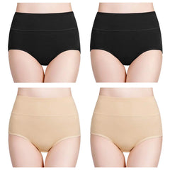 High Waisted Postpartum Underwear Womens Cotton Underwear Soft Breathable Full Coverage Stretch Panties 4pcs/pack
