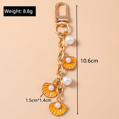 Fashion Summer Beach Shell Pearl Starfish Keychain for Women Men Car Key Handbag Purse Hanging Key Chains DIY Accessories