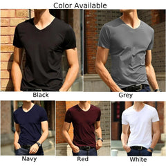 Mens Clothing Classic Japan Short Sleeve Men's Ice Silk Comfortable Trackless T-shirt V-neck Slim Short Sleeve T-shirts For Men