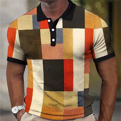 6XL Plus Size Men's Clothing Plaid Pattern Fashion Polos T-Shirts Summer Short Sleeve 3D Printed Street Male POLO Tee Tops