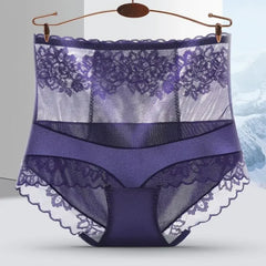 High Waisted Compression Underwear for Women Summer Sexy Lace Ultra-thin Seamless Antibacterial Triangle Pants Daily Life
