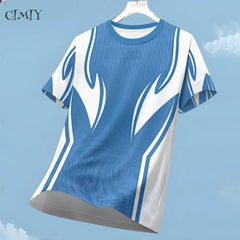 Sports Casual Jersey For Men Dry Fit Shirt Outdoor Running Cycling Short Sleeve Breathable Gym Wear Crew Neck T-Shirt