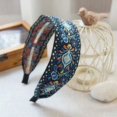 Women Wide Turban Hair Accessories Headwear Embroidered Ribbon Hair Hoop Hairbands Headbands Head Wraps