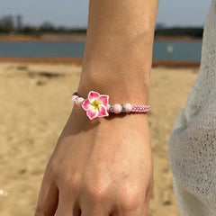 Hawaiian Bracelets for Women Bohemian Woven Tropical Flower Bracelets Handmade Braid Summer Beach Girls Jewelry Accessories
