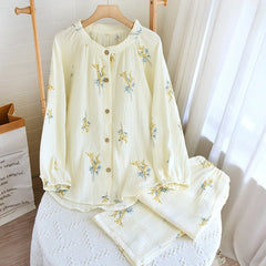 Women's Pajamas Underwear Set Nighty For Women Homewear Autumn Long Sleeve Sleepwear Cotton Two-Piece Ladies Nightie