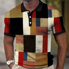 6XL Plus Size Men's Clothing Plaid Pattern Fashion Polos T-Shirts Summer Short Sleeve 3D Printed Street Male POLO Tee Tops