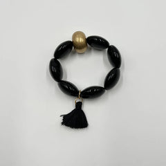 Suekees Boho Fashion Jewelry Gift Elastic Bracelets Earthy Jewellery Acrylic CCB Beads&Tassel Bracelets for Women Accessories