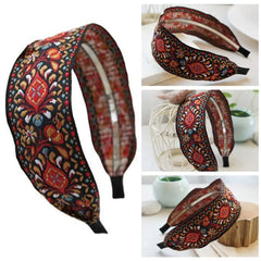 Women Wide Turban Hair Accessories Headwear Embroidered Ribbon Hair Hoop Hairbands Headbands Head Wraps