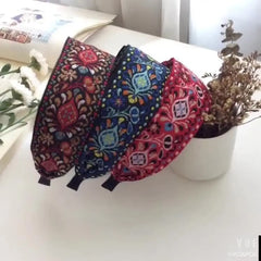 Women Wide Turban Hair Accessories Headwear Embroidered Ribbon Hair Hoop Hairbands Headbands Head Wraps
