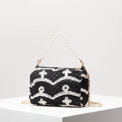 Boho Beach Bags for Women,Pearl Bag,Wicker Bag,Premiun Style Tote Bags for Ladies,Vacaition Outfits Women,Travel Must Haves