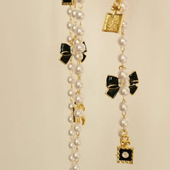 Black White Bow Pearl Glasses Chains Sunglasses Accessory for Women Lanyards Accessories