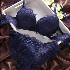 Women 2 Pieces Lingerie Set Sexy Deep V Neck Lace Floral Push Up Bra and Panties Underwear Intimates Embroidery Knickers