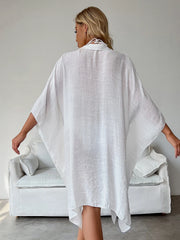 Beach Shirt Women Swimsuit Cover Up Solid Batwing Sleeve Loose Soft Bathing Suits Tunic Kimono Dress Pareo Beachwear