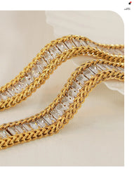 Fashion Wrist Jewelry Accessories Girls Gifts 316L Stainless Steel Sparkling Zircon Chain Bracelet for Women
