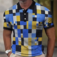 6XL Plus Size Men's Clothing Plaid Pattern Fashion Polos T-Shirts Summer Short Sleeve 3D Printed Street Male POLO Tee Tops