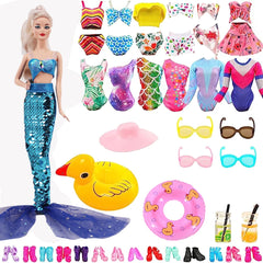 Doll Accessories Fishtail Skirt+Swimsuit+Swim Ring+Multiple Accessories,For Babi 11.8inch Doll Beach Accessories Festival Gifts