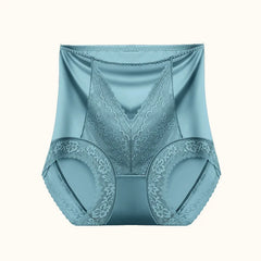 Women High Waist Panties Ice Silk Lace Sexy Breathable Briefs Underwear Luxury Satin Seamless Butt Up Female Underpants Lingerie