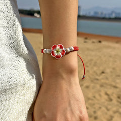 Hawaiian Bracelets for Women Bohemian Woven Tropical Flower Bracelets Handmade Braid Summer Beach Girls Jewelry Accessories