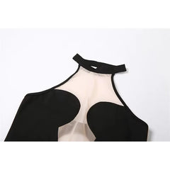 Sexy One-Pieces Women Bikini Sets Fashion Mesh Patchwork See Through Halter Lace Up Bathing Suit Push Up Swimsuit Beachwear